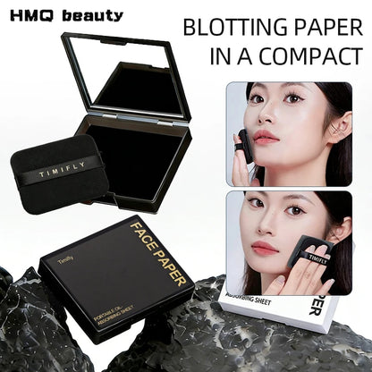 100Pcs Oil Blotting Paper Matting Face Oil Control Wipes Facial Oil Absorbing Sheet Portable Refillable Facial Blotter with Case