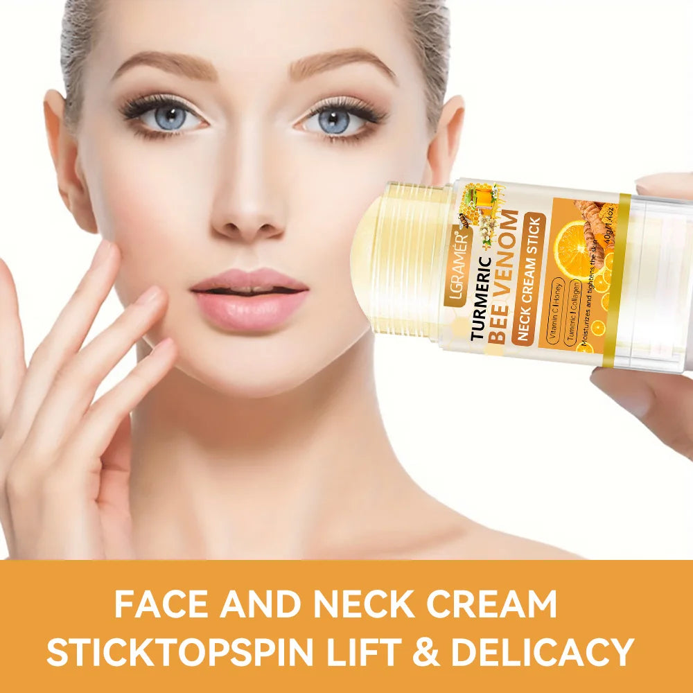 LGRAMER Turmeric Vitamin C Neck Cream Stick Face Cream Stick Anti-Aging Lightens Spots and Wrinkles Whitening