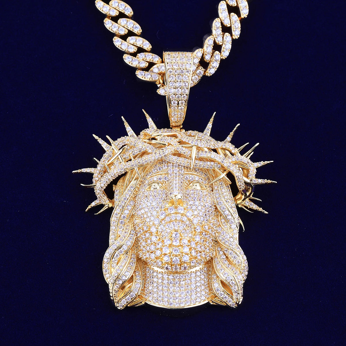 Bubble Letter Iced Out Ratten Jesus Necklace Pendant for Men Prong Setting Cubic Zirocnia Hip Hop Jewelry