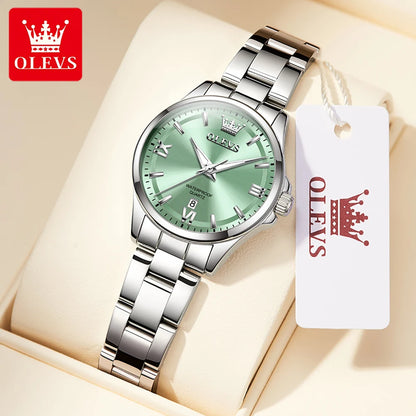 OLEVS 3668 Women Watches Elegant Stainless Steel Watch Luminous Waterproof Date Wristwatch Ladies Luxury Watch