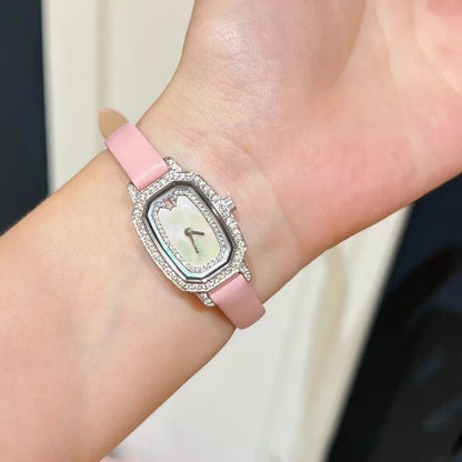 Cameo Pink Sweetheart Watch Alloy Material Synthetic Zircon Fashion Versatile Women's Exquisite Watches