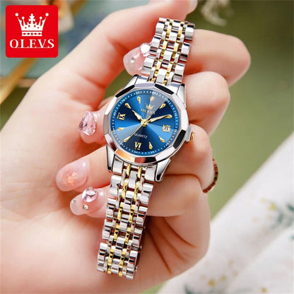 OLEVS 9998 Women Watch Luxury Original Quartz Fashion Brand Diamond Waterproof Luminous Wristwatch Calendar Window Elegance Design For Women