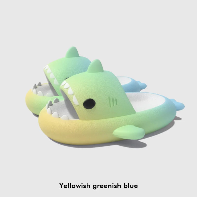 Summer Funny Cute Women Gradient Shark Slippers Men Outdoor Soft EVA Beach Sandals Couple Indoor Floor Non-slip Thick Flip Flops