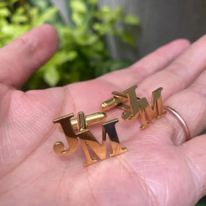 Customized First Letter Combination Cufflinks, Stainless Steel Groom And Groomsman Cufflinks Set, Personalized Holiday Gifts