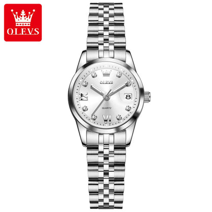OLEVS Women Quartz Watch Small Dial Stainless Steel Ladies Wristwatch For Woman Waterproof Date Display Female Clock NO.7133