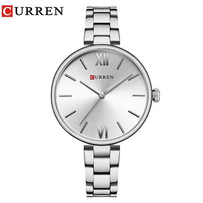 CURREN 9017 Women Minimalist Watches Roman Numeral Rose Gold Women Quartz Clock Creative Wood Pattern Dial Fashion Wristwatch