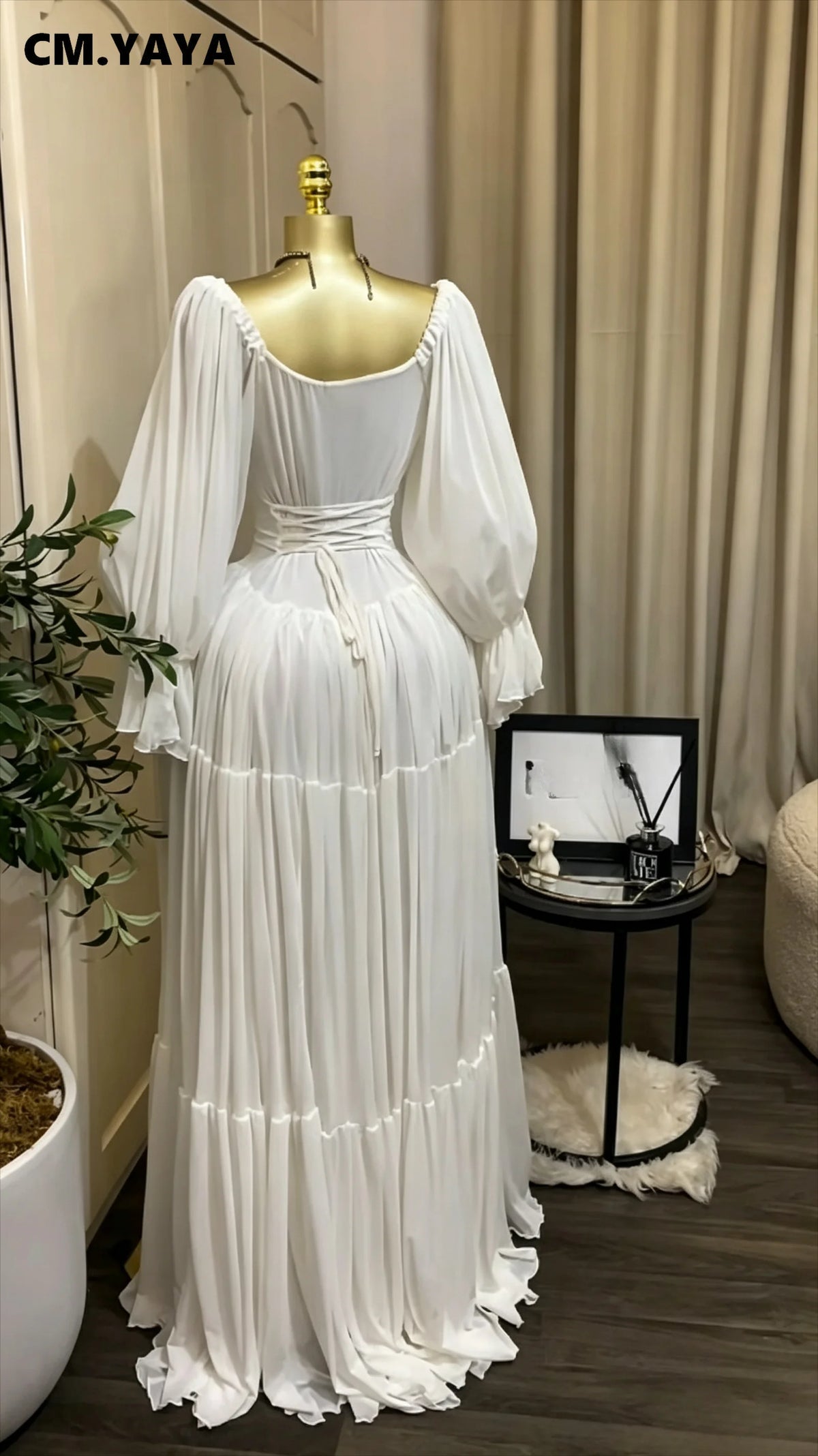 CM.YAYA 2026 Fall Winter Women Long Sleeve Slash Neck Long Maxi Dress Slim Evening Birthday Trendy Sexy Vacation Party Dresses