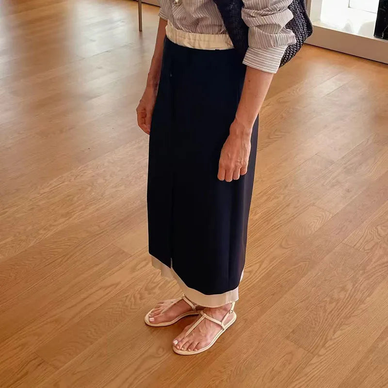 Women's Color-Blocked Straight Skirt, Stretch-Waist Skirt, Casual and Versatile Long Skirt, High-Quality Skirt, 2026, New y2k