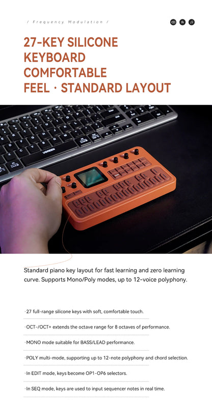 M-VAVE FM-1 Desktop FM Synthesis Keyboard, ANN Tone Clone Tech, 9 Built-in Effects Chain, Mono/Poly Mode, TFT Display