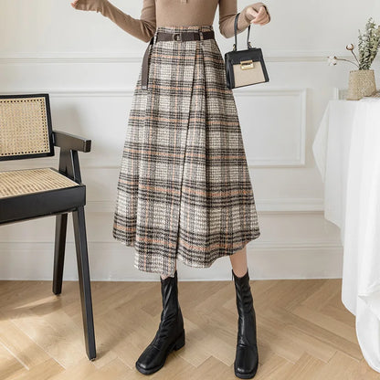 Women's Plaid Pleated A-Line Skirt