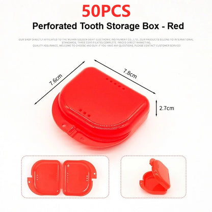 50PCS Denture Storage Box Denture Placement Device with Breathable Holes Orthodontic Prosthesis Teeth Boxes Dental Retainer
