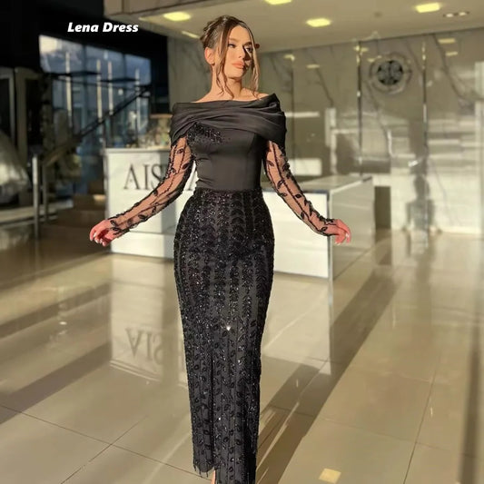 Lena Luxurious Women's Evening Dresses Woman Elegant Party Dresses 2025 Custom Made Lace Black Mermaid Luxury Prom Dress 2025