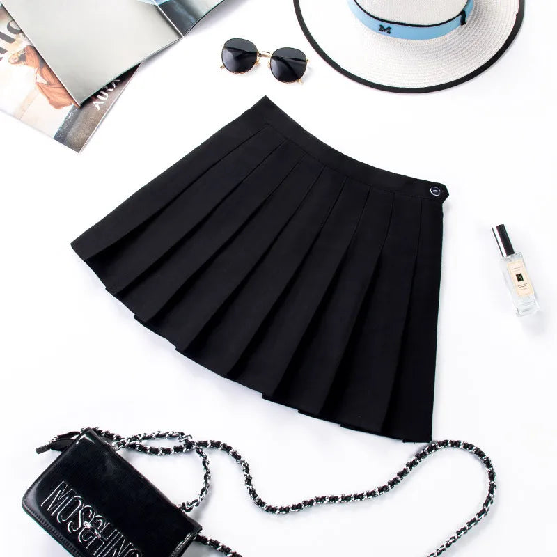 Harajuku Short Skirt New Korean Women Zipper High Waist School Girl Pleated Plaid Sexy Mini Preppy Style Falda Sexy Mujer