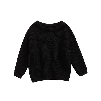 Autumn Winter Newborn Baby Girl Boy Knitted Long Sleeve Sweater Solid Loose Pullover Casual Tops Children Sweater Kids Clothes