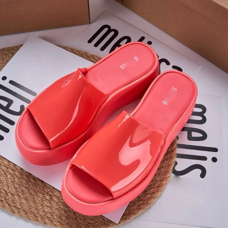 Mini Melissa Sandal Summe Women Slippers Wedges Platform Beach Flip Flops Trend High Heels Ladies Shoes Pumps Thick Slides Mujer