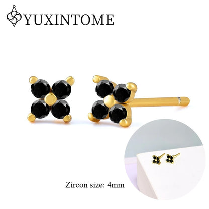 925 Sterling Silver Ear needles Crystal Zircon Small studs Earrings for Women gold-plated round Piercing Earrings New in 2022