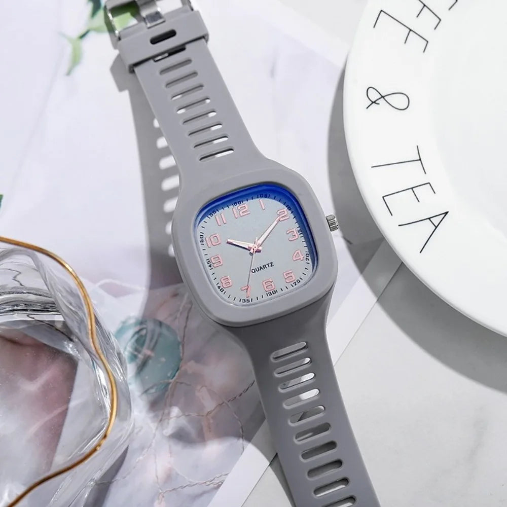 Minimalist Silicone Strap Square Watch Square Casual Wrist Watch Quartz Watch Students