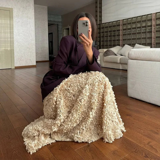 Women's Petal-Detail Long Skirt