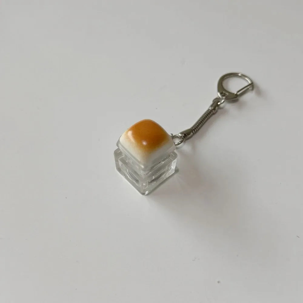 Creative Bread Keyboard Keychain Mechanical Keyboard Decompression Toy Keyring Bag Pendant Soft Finger Button Keychain