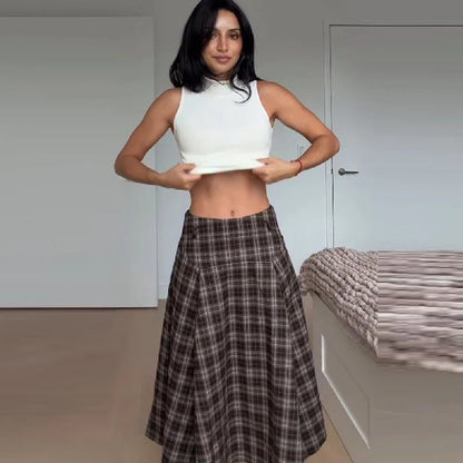 Women's Asymmetric Plaid Skirt