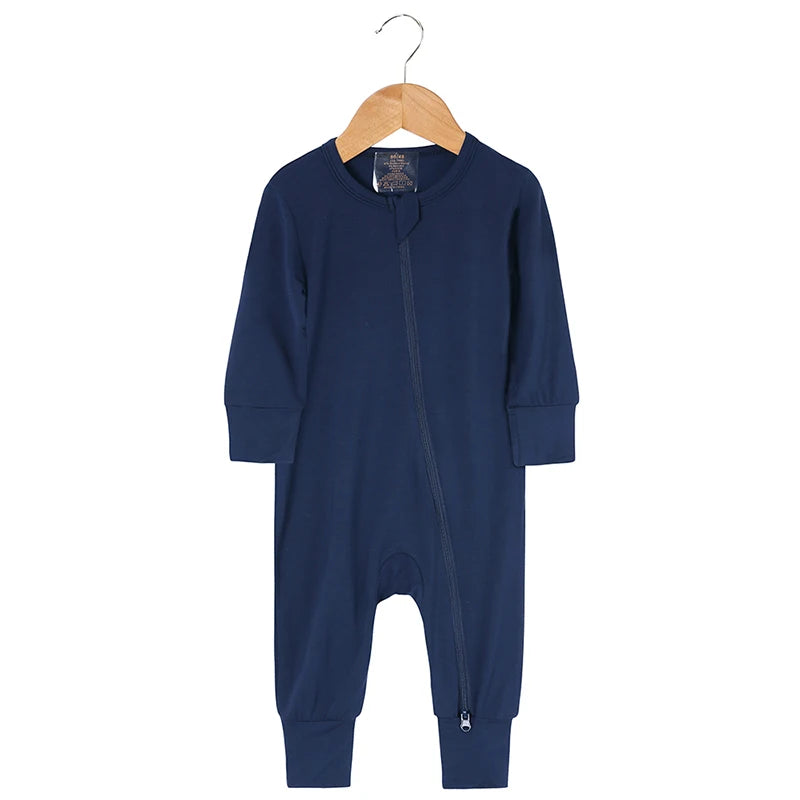 2026 Newborn Baby Bamboo Fiber Romper Solid Breathable Long Sleeve Clothes For 0-24M Boy Girl Jumpsuit Infant Loungewear Pyjamas