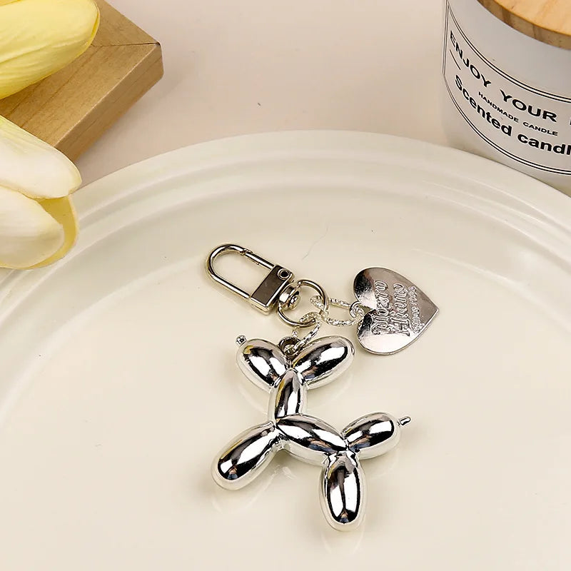 Cute Acrylic Cartoon Balloon Dog Keychains For Women Girls Bag Pendant Car Key Chains Fashion Jewelry Gift Decoration Accessory