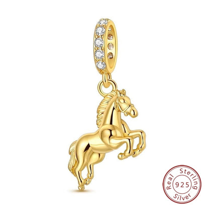 Hot Sales 925 Sterling Silver Golden Series Charms Leopard Little Bear Starfish Bow Bead Fit Original Bracelet DIY Women Jewelry