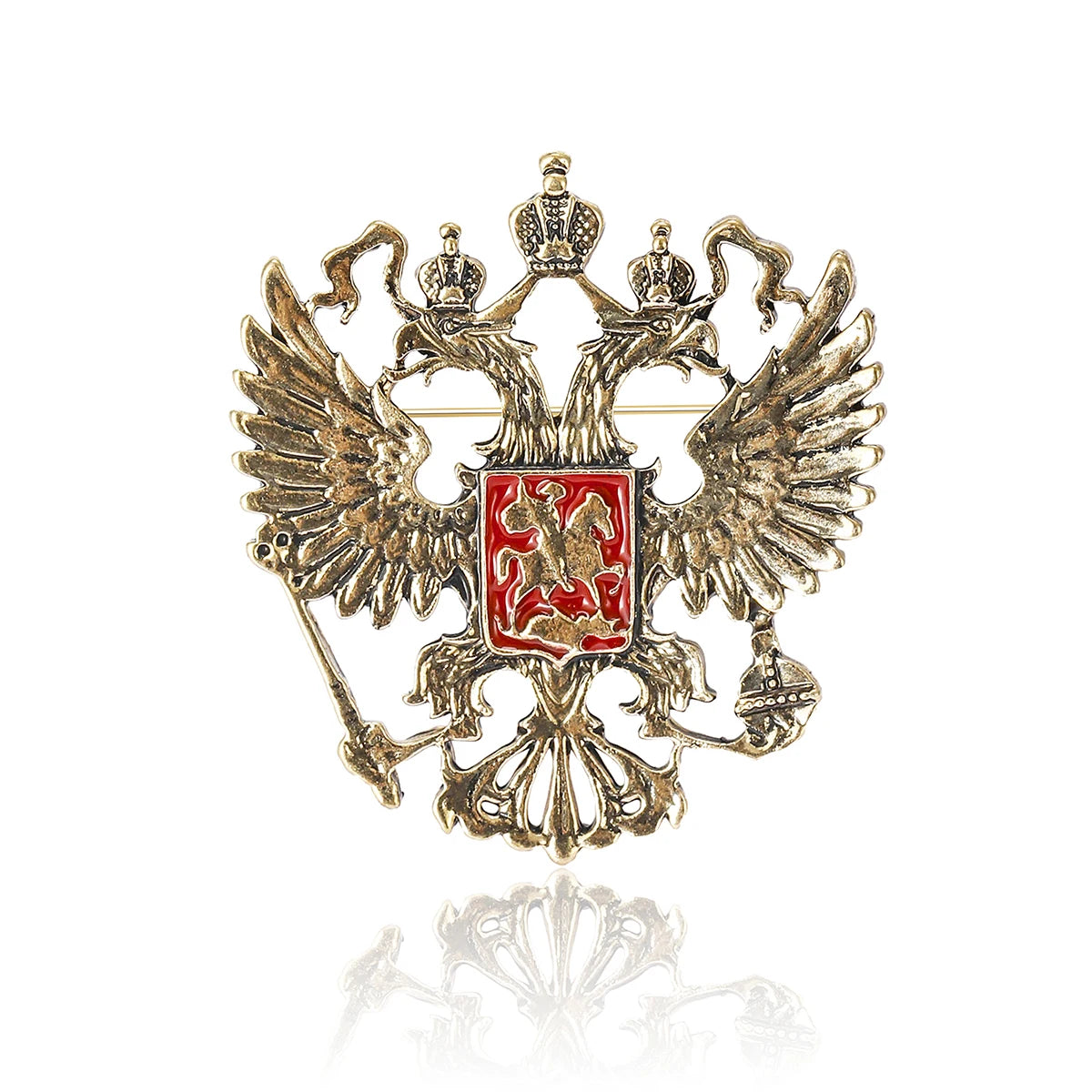 Beaut&Berry Classic Enamel Double Headed Eagle Brooches for Women Unisex Russian Emblem Pins Russian National Day Gifts Friends