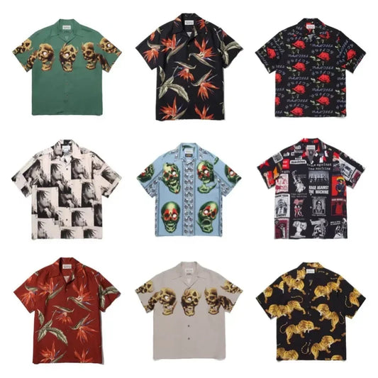 Classics 2025 WACKO MARIA Shirt Photo Print Vintage Men's And Women's Loose Hawaiian WACKO MARIA Short Sleeve Shirt T-Shirts