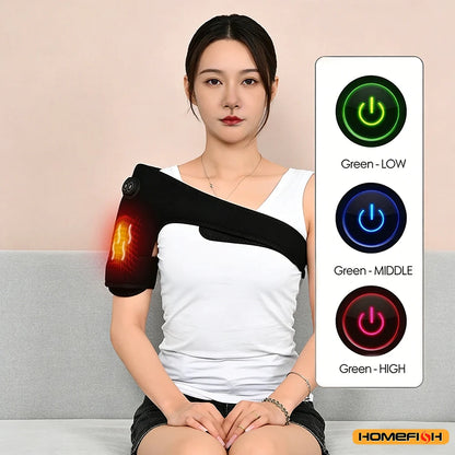 Smart Heated Massage Brace for Shoulder - Support with Graphene Heating & Pulse Vibration for Joint & Muscle Massage