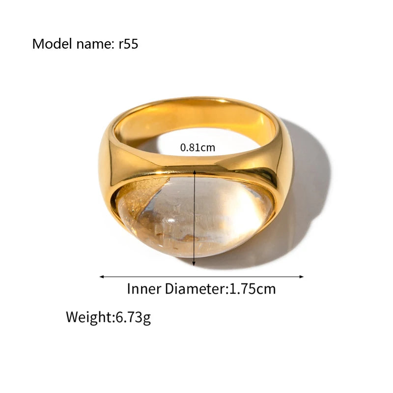 2026 Simple Stainless Steel Rings For Women Gold Color Smooth Geometric Open Rings Arc Rings Diamonds Jewellery Ring Gift