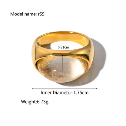 2026 Simple Stainless Steel Rings For Women Gold Color Smooth Geometric Open Rings Arc Rings Diamonds Jewellery Ring Gift