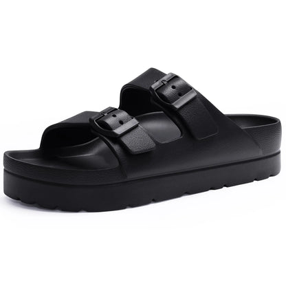Comwarm New Women's Platform Sandals With Arch Support Lightweight Slip on Eva Slides Summer Beach Sandal with Adjustable Buckle