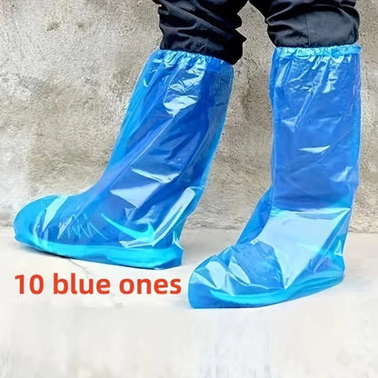 KKJOY 10Pcs Disposable Rain Shoe Covers Transparent Non Slip Waterproof Protectors Uses for Outdoor Wet Weather