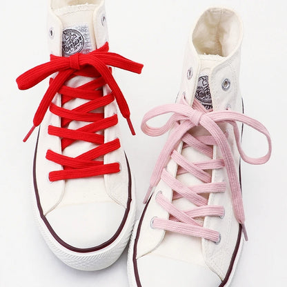1Pair/3Pair Classic Solid-Color Flat Laces Premium Cotton Casual Shoelaces Sneaker 0.8cm Width Shoelace Length 100/120/140/160cm
