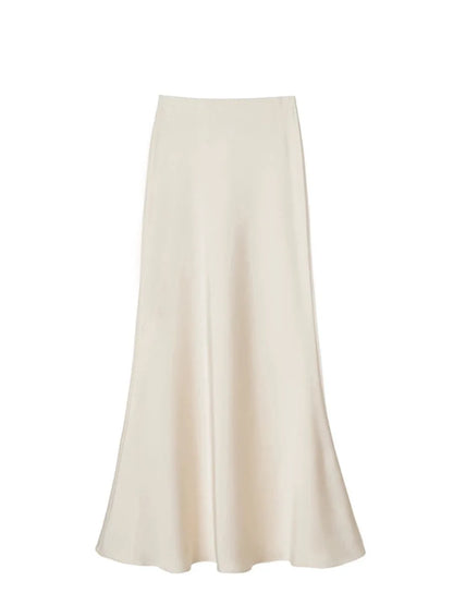 French Style Chic Women's Acetic Acid Satin Flowy High Waist Hip Hugging Skirt for Spring/Summer Fishing Tail Skirt A-line Skirt