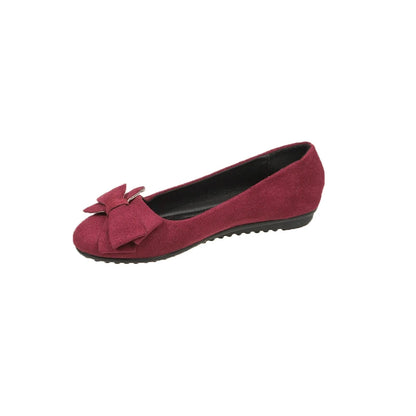 Women Sweet Big Bow Flats Shoes Soft Suede Round