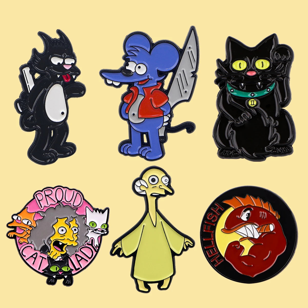 6pcs/Set Classic Anime Family Enamel Pin Funny Cartoon Characters Brooches TV Show Lapel Badges Constume Jewelry Gift for Friend