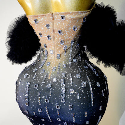 High End Ladies Formal Dress Sparkling Rhinestone Tubular Maxi Dress Sexy Birthday Dinner Dance Celebration Party Stage Costume