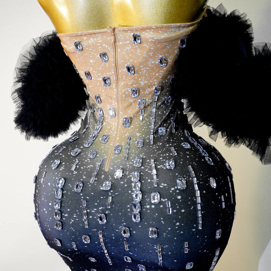 High End Ladies Formal Dress Sparkling Rhinestone Tubular Maxi Dress Sexy Birthday Dinner Dance Celebration Party Stage Costume