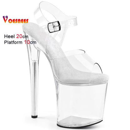 Women's Clear-Strap Platform Stiletto Sandals