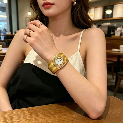 Cameo Vintage Light Luxury Italian Drawing Craftsmanship Gold Plated Zircon Quartz Watch High end Design Pure Silver Watches
