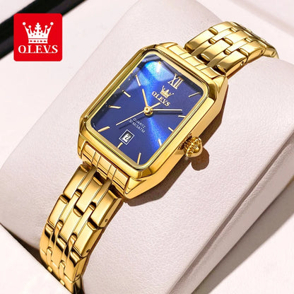 OLEVS Watches For Women Original Square Quartz Wristwatch Waterproof Casual Fashion Elegant Dress Date Ladies Watches Gifts 5616
