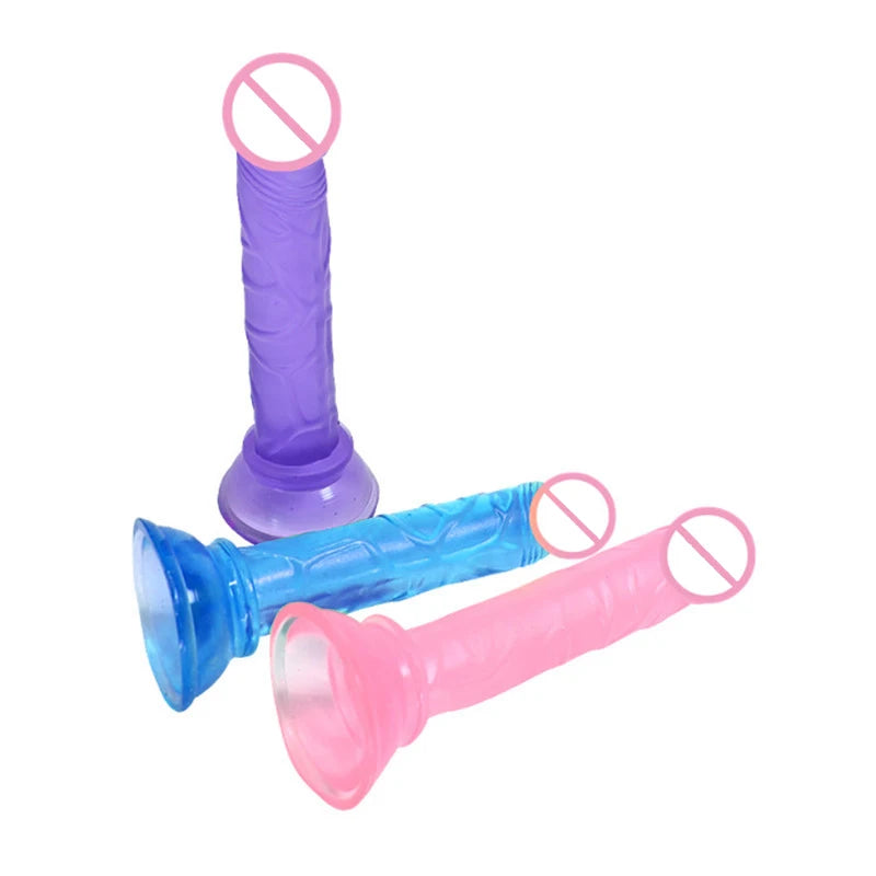 Female Artificial Dildo, Manual Suction Cup Dildo, Mini Small Size, Crystal Style, Female Masturbation Thrusting Device
