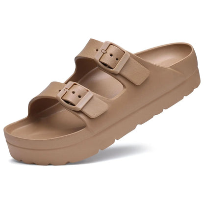 Comwarm New Women's Platform Sandals With Arch Support Lightweight Slip on Eva Slides Summer Beach Sandal with Adjustable Buckle