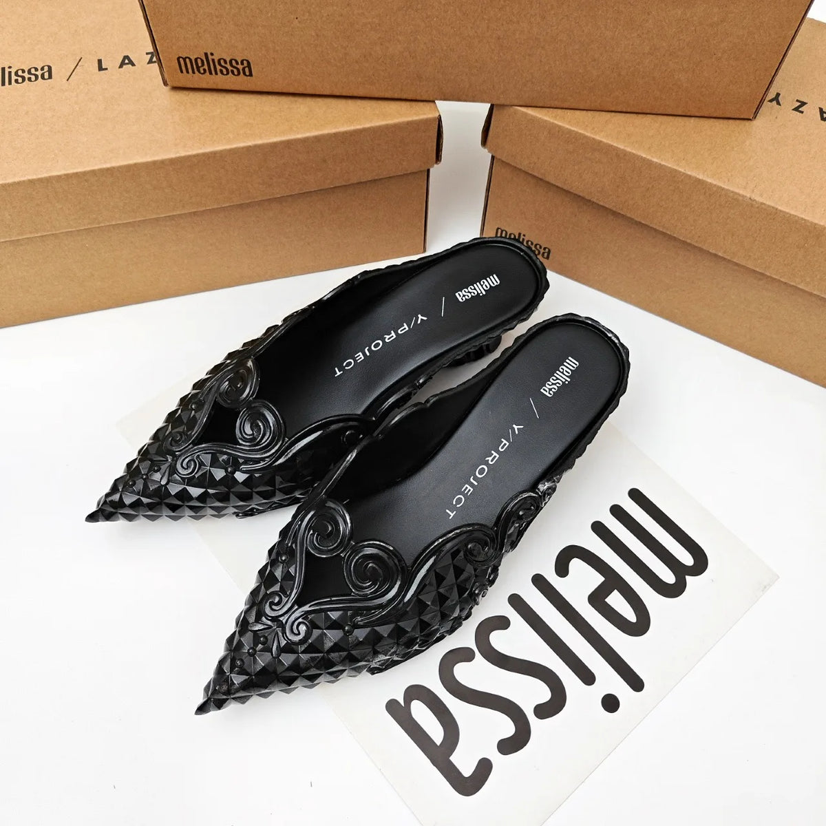 Women's Pointed-Toe Flat Mules in Decorative Styles
