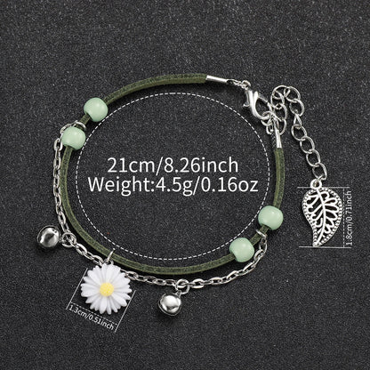 2PCS/Set Fashion Flower Dial Women's Watch Casual Leather Band Quartz Watches Bracelets Set（Without Box）