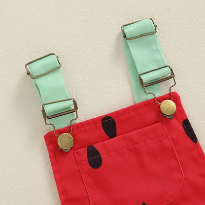 Citgeett Summer Kids Girl Watermelon Overalls Casual Shorts Jumpsuit Pockets Casual Clothes Suit