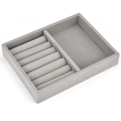 Soft Velvet Stackable Jewelry Tray Case Jewelry Display Storage Showcase Portable Ring Earring Necklace Organizer Jewelry Holder