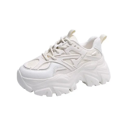 Women New Fashion Platform Sport Shoes Women Summer Black Casual Chunky Sneakers Women Mesh Leather Platform Shoes